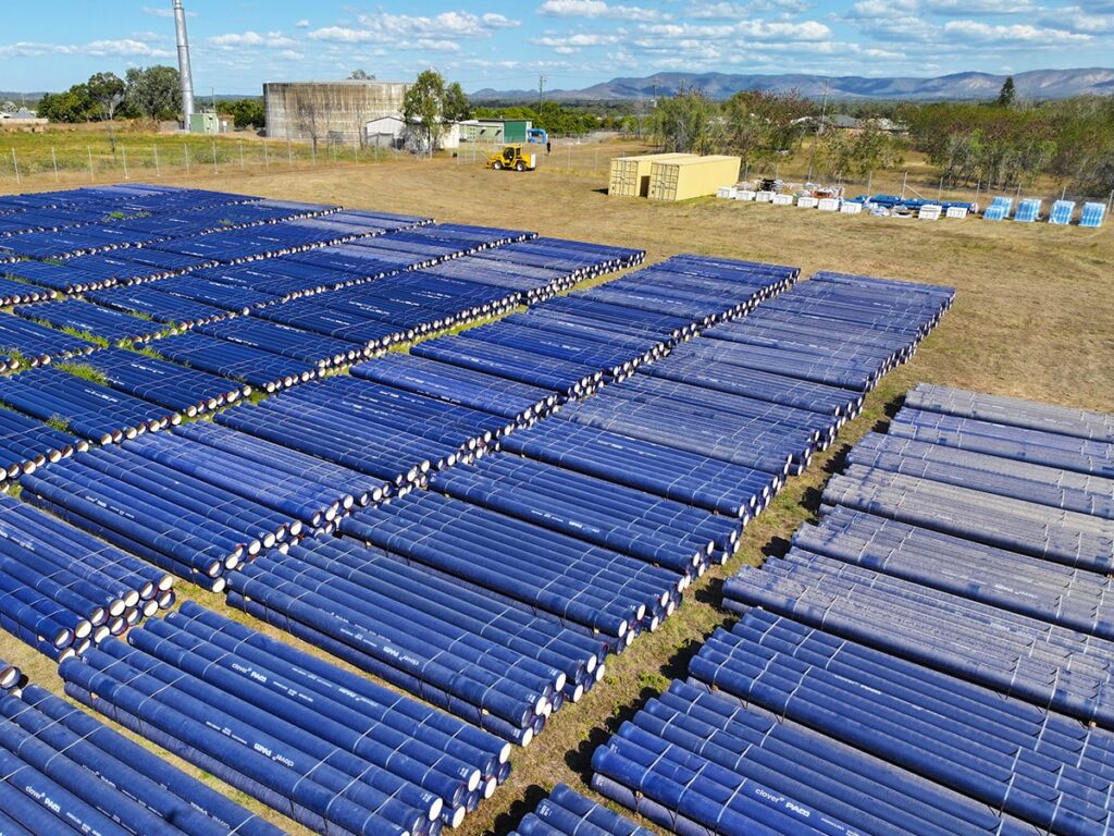 Aerial view showing vast quantities of product used